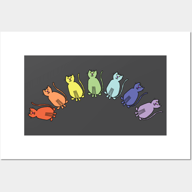 Pale Cats Rainbow Wall Art by ellenhenryart